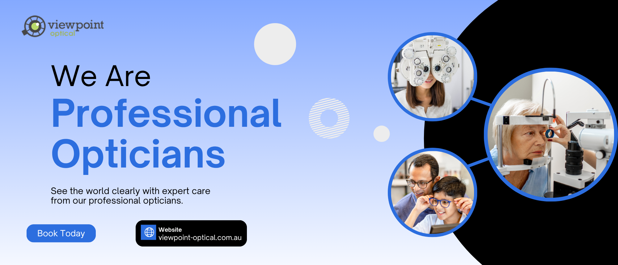 Blue and Black Modern We Are Professional Opticians Twitter Ad